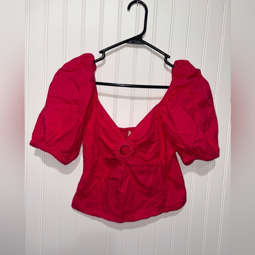 Sim & Sam Boho Puff Sleeve Crop Top| Size Large
